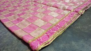 Pink Colorblock Cotton Saree