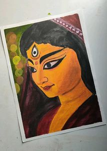 Durga Oil Pastel Painting