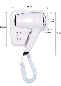 Professional 1200 Watts Wall Mounted Hair Dryer, White