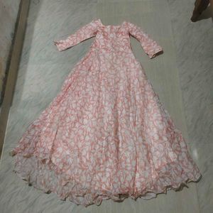 🌸 Elegant Peach Floral Anarkali Gown