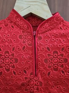 Red Floral Lace Top (Oriental/Chinese/Qipao/Cheong