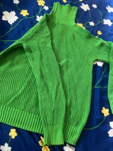 Green Knit Turtleneck Sweater