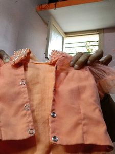 Peach Tulle Mini Skirt And Top