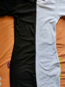 Black &amp; White Colorblock Long Sleeve Dress