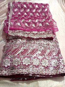Pink Designer Heavy Work Saree (Women)