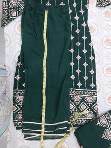 Dark Green Kurta With Plazo And Dupatta