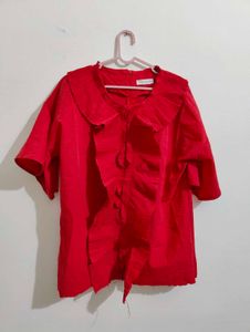 imported Red Ruffle Top