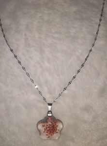 Anti Tarnish Red Resin Flower Necklace