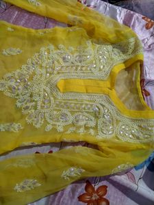 Yellow Chikenkari Kurti