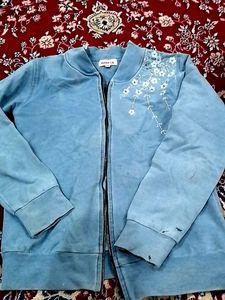 Blue Floral Embroidered Jacket