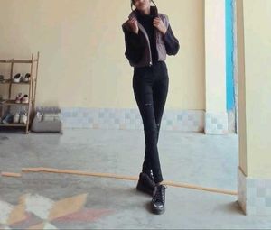 High Waist Dark Black Jeans