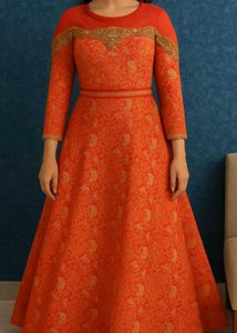 Red Paisley Anarkali Dress