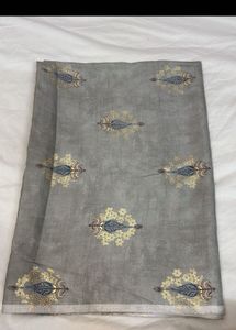 Beautiful grey and golden Soft linen cotton fabric