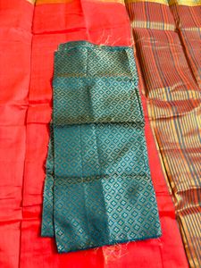 Orange Silk Saree with Blouse piece