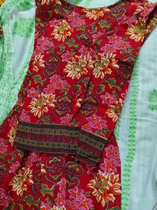 Red Floral Printed Formal Kurtis For Woman