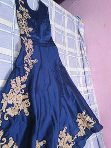 Elegant Blue Embroidered Gown