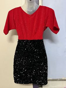 Pintrest Red &amp; Black Sequin Party Dress