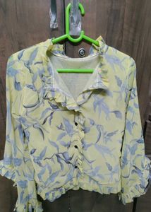 Yellow Colour Flower Print Top