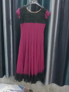 Elegant Maroon & Black Dress