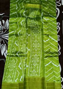 Green &amp; White Designer Saree