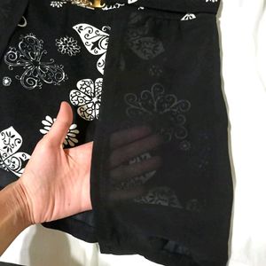 Black White Sleeveless Printed Fancy Top For Women