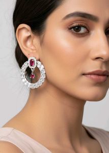 Silver Ruby Designer Hoop Earrings – Elegant State