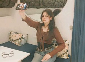 Brown sheer pull over