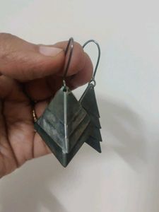 Pure Silver Geometric Drop Earrings (No Hallmark)