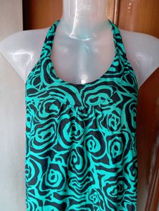 Green Floral Halter Dress