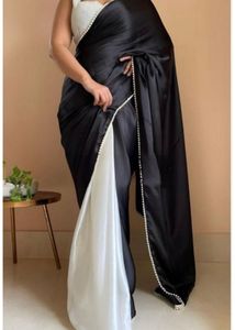 Elegant Black &amp; White Saree