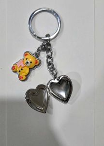 Bear &amp; Heart Locket Keychain