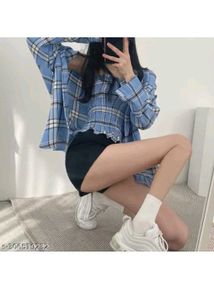 Blue Plaid Top and Shirt Set