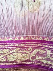 Elegant off white saree with maroon patch