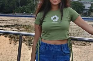 Green Floral Crop Top