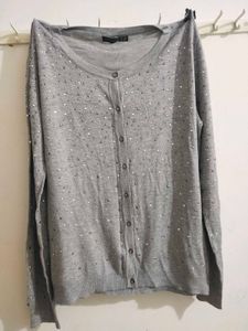 Grey Embellished Cardigan