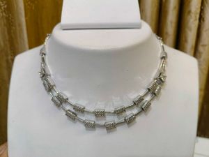 Anti-tranish Silver Tone Necklace &amp; Earrings Set