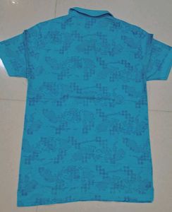 Stylish Blue Patterned Polo Shirt