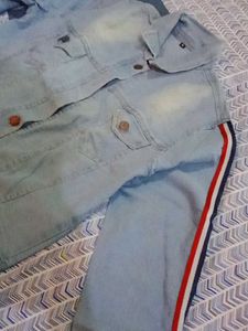 Striped Sleeve Denim Jacket