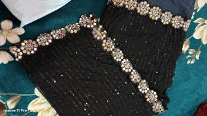 Embellished black saree