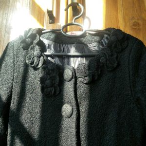 Black Round Collar Coat