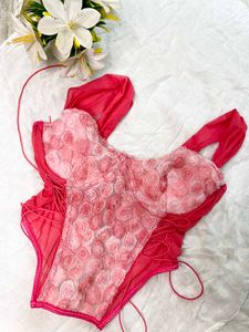 pink floral corset
