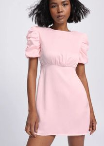 Pink Puff Sleeve Dress