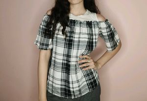 Plaid Off-Shoulder Top