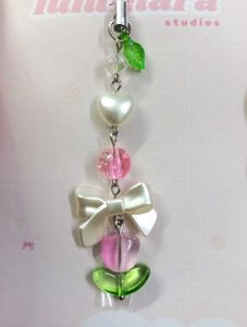 🩷🌷Pink Tulip Phone Charm with Heart & Bow 🎀⭐