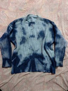 Oversized Cozy Blue Cable Knit Sweater (Women's)