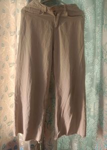Beige Wide Leg Pants