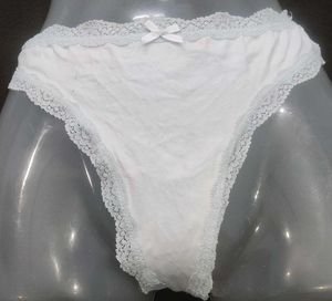 White Lace Trim Panties 🖤
