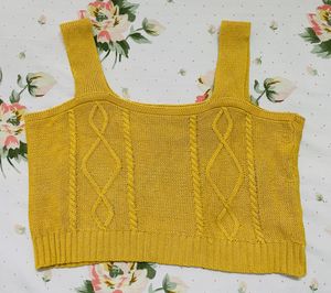 Embroidary Yellow Crop Top