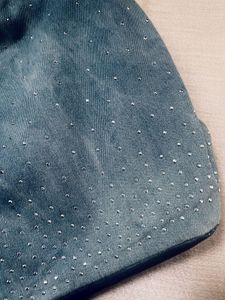 Denim Hobo Bag with Rhinestones