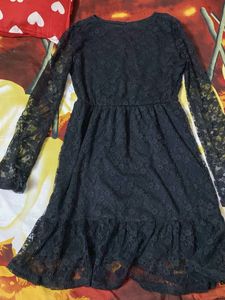 Black Lace Ruffle Dress